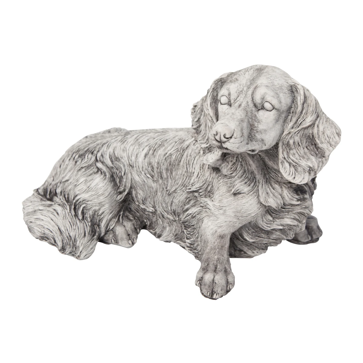 Longhaired Dachshund Stone Cast Statue 3 Longhaired Dachshund Stone Cast Statue