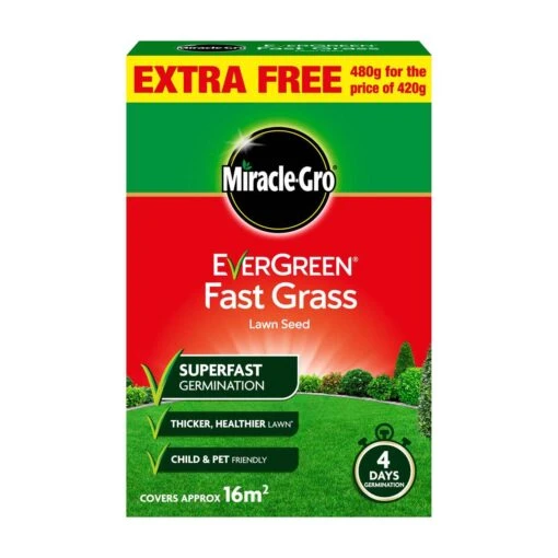 Miracle-Gro Evergreen Fast Grass Lawn Seed 420g -Tirlan Farm Life Sales Shop 9104156 frontface 1200Wx1200H