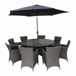 Sicily 8 Seater Rattan Set With Parasol