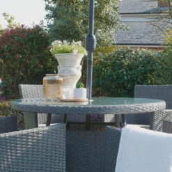 Sicily 4 Seater Rattan Set With Parasol -Tirlan Farm Life Sales Shop 9122523 leftoffront 1200Wx1200H